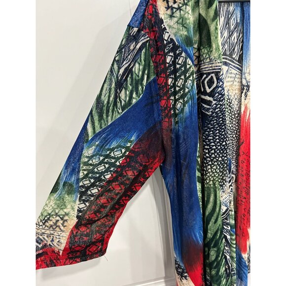 Creation Multicolor Open Front Lightweight Cardigan With 3/4 Sleeves Sz 3X - Picture 4 of 10